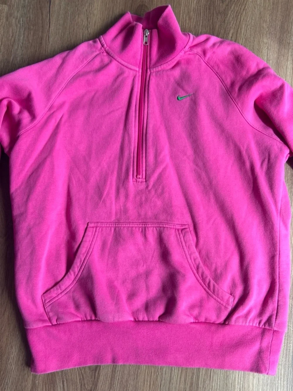 Nike Hot Pink Half-Zip Jacket with Green Swoosh